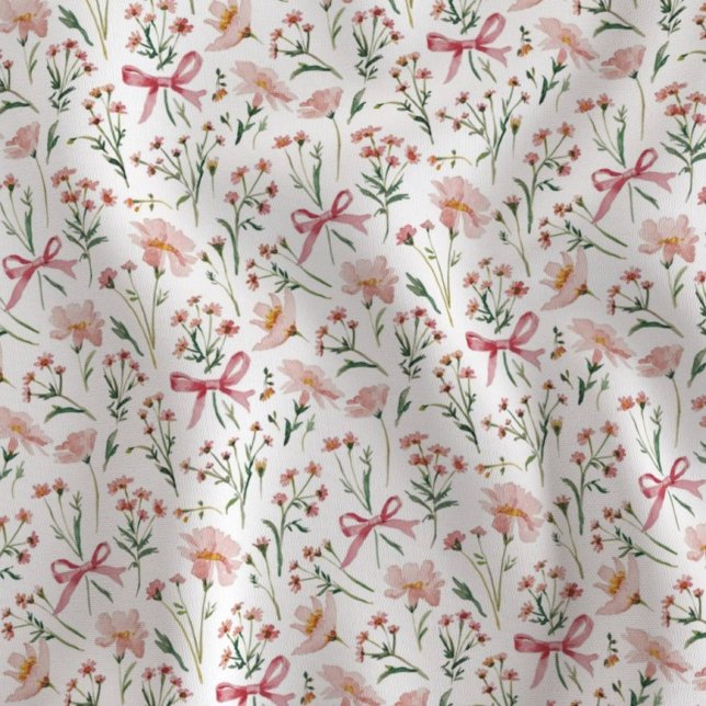 Floral Wildflower Pink Bows Fabric (Creator Uploaded)