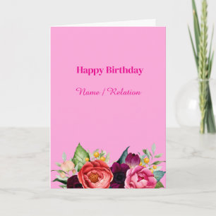  Floral Wildflower Pink Watercolor Birthday Card
