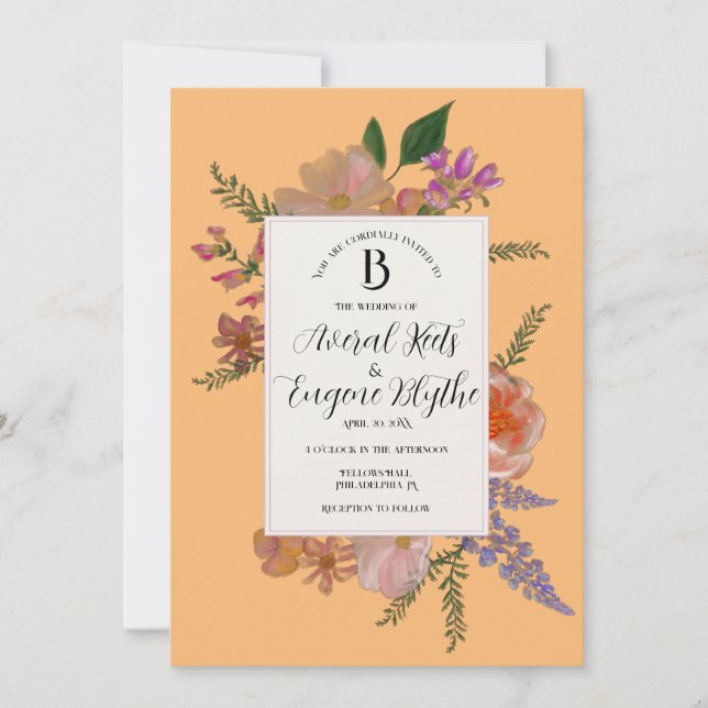 Floral Wildflower Watercolor Wedding Invitation (Front)
