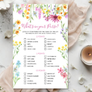 Floral Wildflower What's in your Purse Shower Game