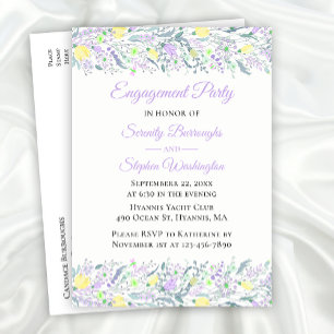 Floral Wildflower Yellow Purple Flowers Engagement Invitation Postcard