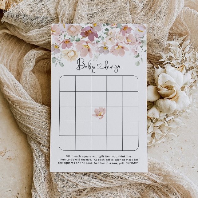 Floral wildflowers baby shower bingo game (Creator Uploaded)