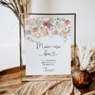 Floral wildflowers baby shower Momosa bar Poster