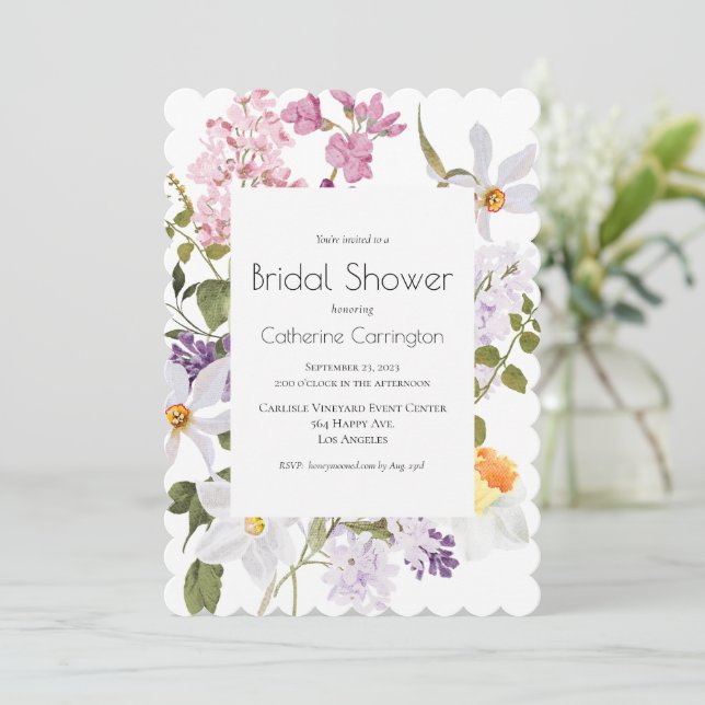 Floral Wildflowers Bridal Shower Invitations (Standing Front)
