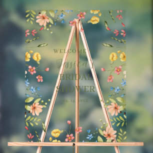 Floral Wildflowers Bridal Shower Welcome  Acrylic Sign