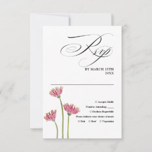 Floral Wildflowers Chic Elegant Script Wedding RSVP Card