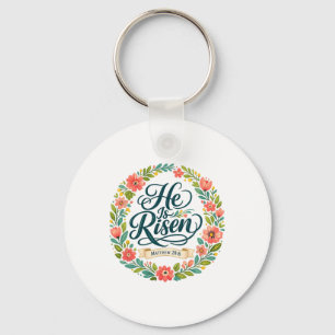 Floral Wildflowers Cottagecore Art Easter Jesus He Key Ring