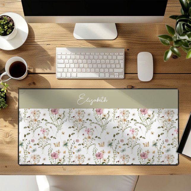 Floral Wildflowers Personalised  Desk Mat (Creator Uploaded)