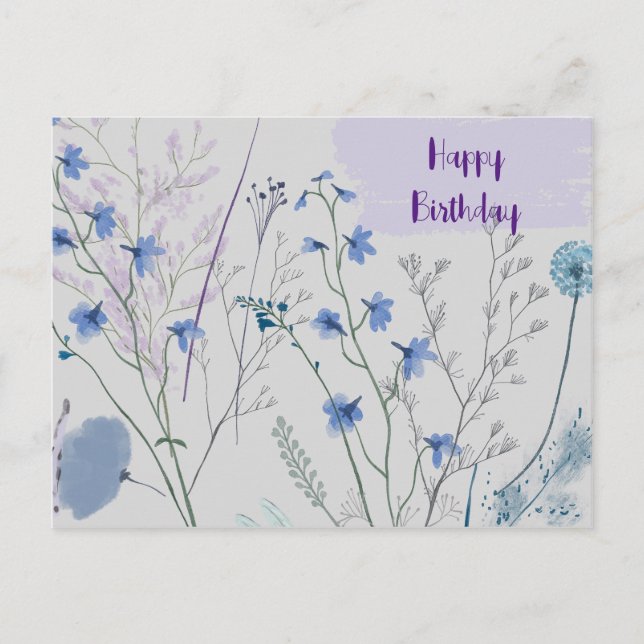 Floral Wildflowers Rustic Boho Whimsical Birthday  Postcard (Front)