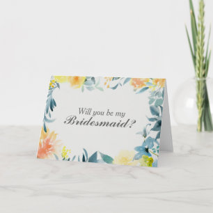 Floral Will You Be My Bridesmaid Card