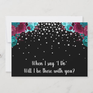 Floral "Will You Be My Bridesmaid" Rhinestone Invitation