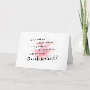 Floral Will You Be My Bridesmaid Wedding Day Invitation