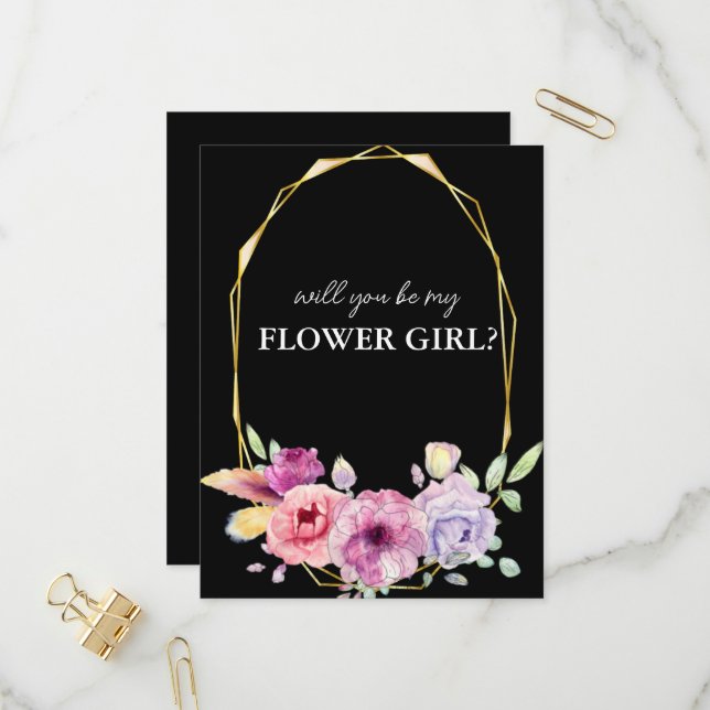 floral will you be my flower girl card (Front/Back In Situ)