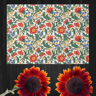 Floral Willam Morris Style Blue Red Gold Vintage Tissue Paper