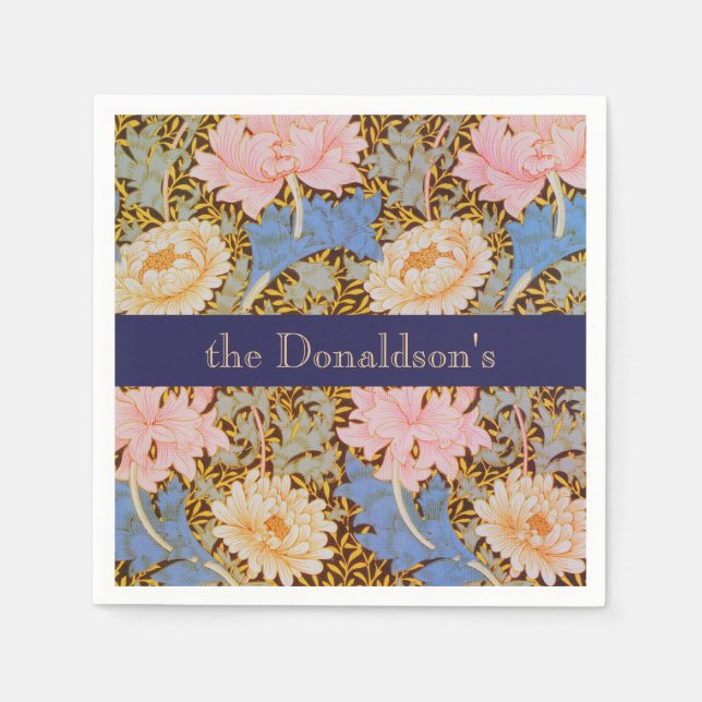 Floral William Morris Design Add a Name Napkin (Front)