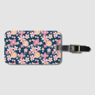 Floral Wind Navy Blue Travel Tag