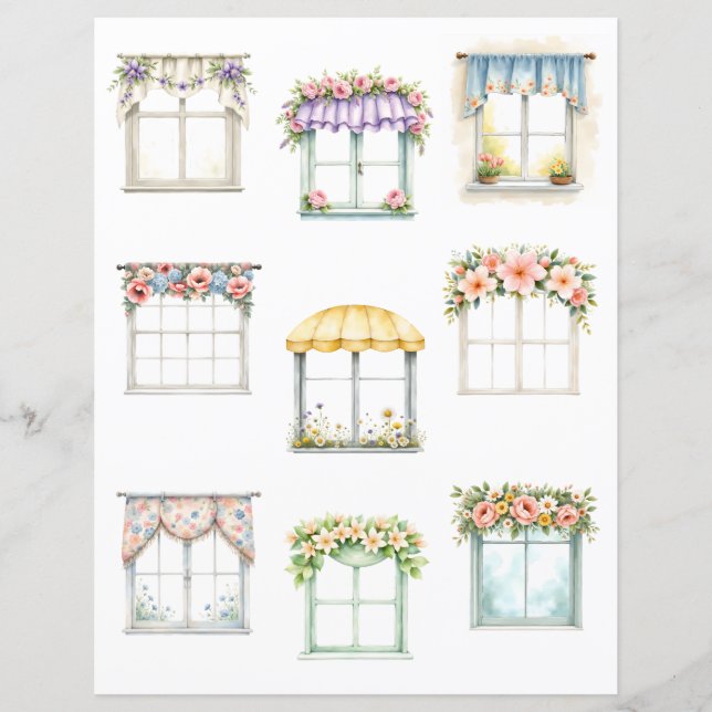Floral Window Cutout Scrapbook Paper (Front)