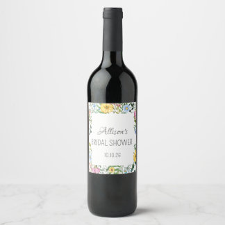 FLORAL WINE BOTTLE FAVOR LABEL PERSONALIZED