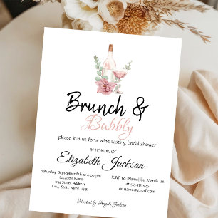  Floral Wine Brunch & Bubbly Bridal Shower  Invitation
