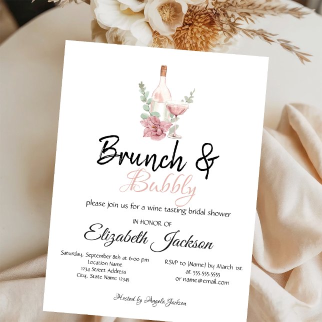  Floral Wine Brunch & Bubbly Bridal Shower  Invitation (Creator Uploaded)