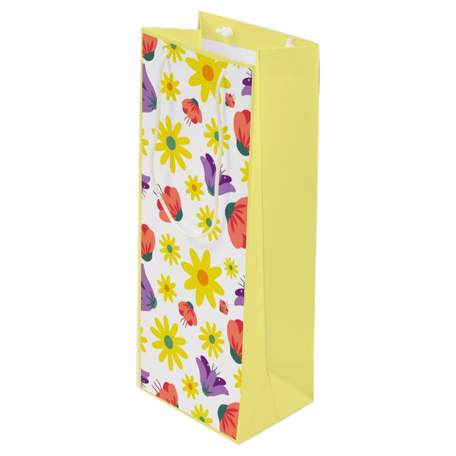Floral  wine gift bag (Front Angled)