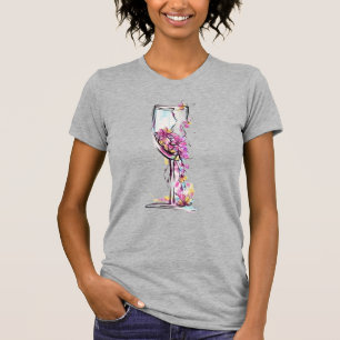 Floral Wine Glass Silhouette Tee – Watercolor