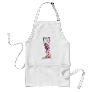 Floral Wine Glass Silhouette Tee – Watercolor Standard Apron
