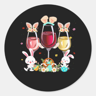 Floral Wine Glasses Easter Bunny Rabbit Alcohol Eg Classic Round Sticker