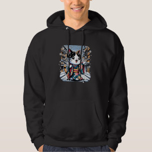 Floral Winter Kitten Lover Japanese Art Cute Cat Hoodie