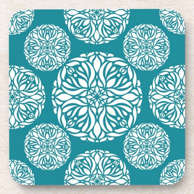 Floral winter snowflake coaster (Front)