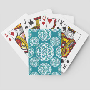 Floral winter snowflake playing cards