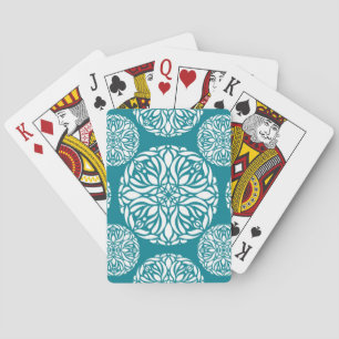 Floral winter snowflake playing cards