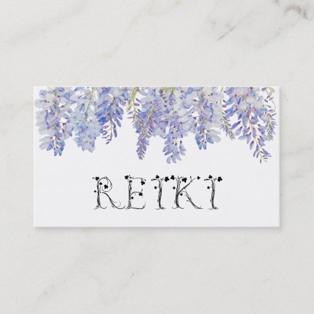 *~* Floral Wisteria Flower Watercolor REIKI Business Card (Front)