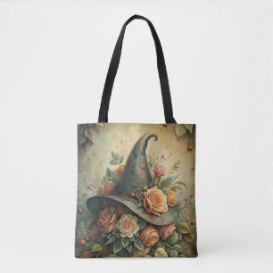 Floral Witch Hat – Botanical Spellcaster Style Tote Bag