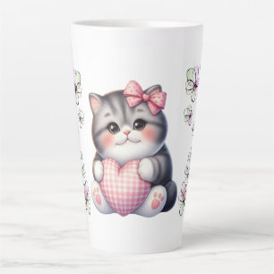 Floral With Cat Latte Mug