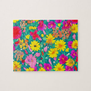 Floral with colourful flowers watercolor jigsaw puzzle
