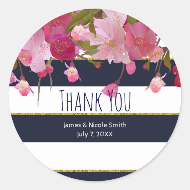 Floral with Faux Gold Glitter Modern Bridal Shower Classic Round Sticker (Front)