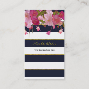 Floral with Faux Gold Glitter Modern Elegant Chic Business Card