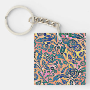 Floral with watercolor background key ring