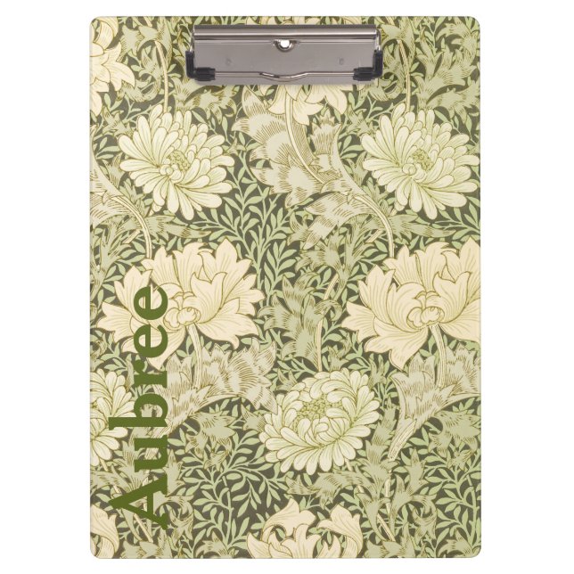 Floral Wm Morris Design Add a Name Clipboard (Front)