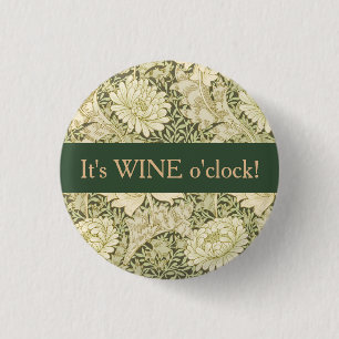 Floral Wm. Morris Design Wine O'clock 3 Cm Round Badge
