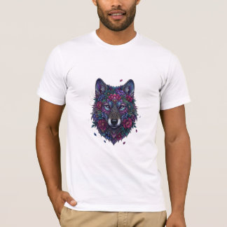 Floral Wolf Shirt Mystical Boho Animal Tee