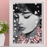 Floral Woman Botanical pink  Fantasy Pop Art  Poster<br><div class="desc">This Poster is showing a beautiful woman surrouned with nice pink and white flowers. The choice of Floral Woman theme was because it's a trending item that will add beauty and calm to your interior decor. The choice of Black and White woman portrait was to give an elegant aspect to...</div>
