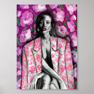 Floral Woman Fantasy Poster Print - Painting Art
