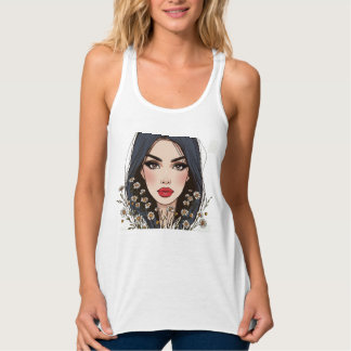Floral Woman Portrait Art – Whispers of Nature Singlet