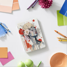 Floral Woman Portrait Watercolor iPad Cover