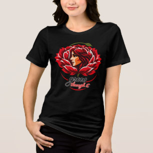 Floral Woman Silhouette Botanical Art Tri-Blend Shirt