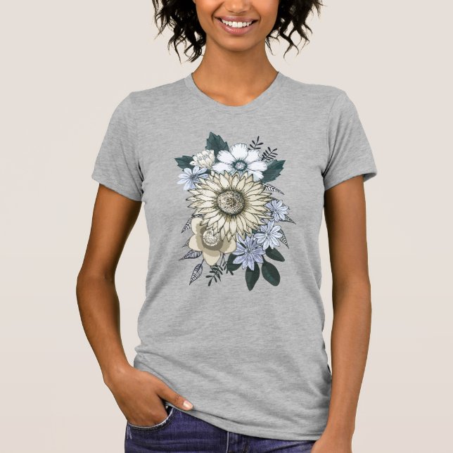 Floral Women's Elegant Sunflower Bouquet T-Shirt (Front)
