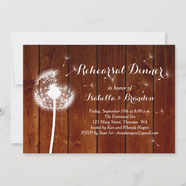 Floral & Wood Rehearsal Dinner Invitation (Front)