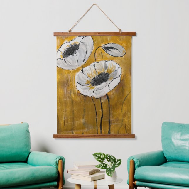 Floral Wood-Topped Wall Tapestry (Living Room)